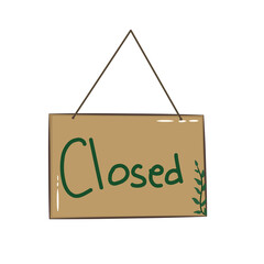 Doodle hanging cork board or bulletin boards open - closed tag illustration that can be use for social media, sticker, wallpaper, decoration, etc. with aesthetic color