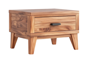 Stylish wooden nightstand with a single drawer, perfect for modern bedroom decor and functional storage.