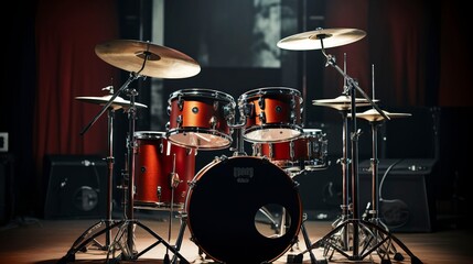 A photo of a drum set in a studio