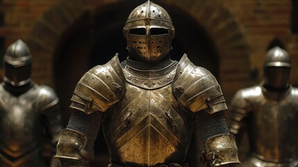 Medieval Knight Armor Display in Historical Museum Setting