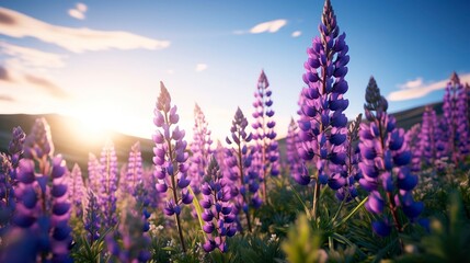 Obraz premium A photo of a field of lupines