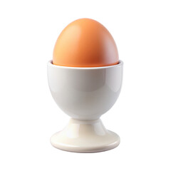 3D illustration of an egg in a white cup, perfect for breakfast themes. The design emphasizes simplicity and elegance in food presentation. Isolated on transparent background, png.