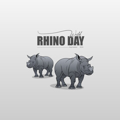 World Rhino Day. September 22. suitable for posters, banners, World Rhino Day greeting cards