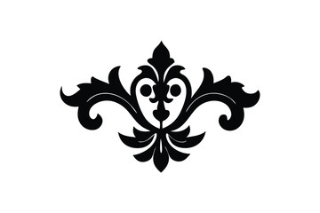 Damask baroque ornament border and frame ornament Floral vector ornament black silhouette