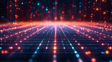Obraz premium Abstract Digital Network with Red and Blue Lights