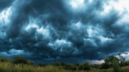Ominous Dark Storm Clouds Gathering in Dramatic Sky Before Approaching Storm