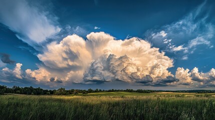 Fototapeta premium Majestic Cumulonimbus Clouds Signaling Approaching Thunderstorm in Dramatic Sky