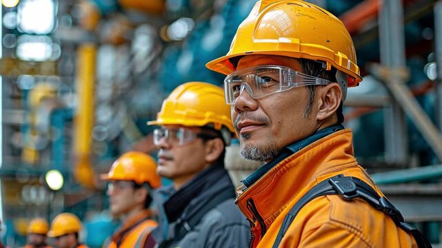 Wearing hard hats for safety, the two diverse male engineers in the team were working, checking the outside of the construction site, conversing, and debating. 