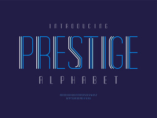 Modern stylized alphabet design with uppercase, numbers and symbol