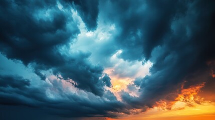 Ominous Dark Storm Clouds Gathering on the Horizon in Dramatic Sky