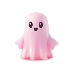 Realistic 3D Pink Ghost for Halloween. Cute Cartoon vector Design Isolated on White Background. Happy Halloween Illustration concept render objects for Holiday poster, flyer brochure and template