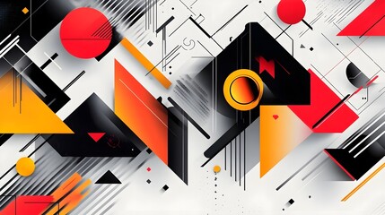 Obraz premium Abstract Geometric Background Design with Red, Black, Yellow, and White