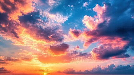 Fototapeta premium Majestic Sunrise Sky with Vibrant Colorful Clouds Illuminating the Horizon