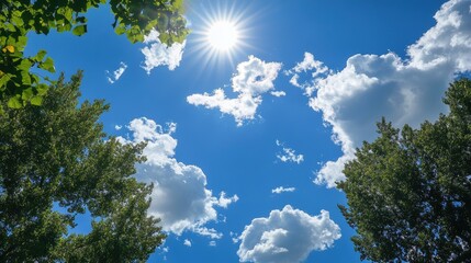Obraz premium Tranquil Day Under a Blue Sky with Scattered White Clouds