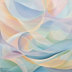 An abstract design with soft, flowing shapes and a pastel color palette