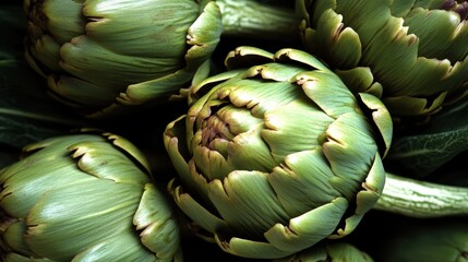 Fototapeta premium Fresh Organic Artichokes Close-Up - Vibrant Green Vegetable Detail