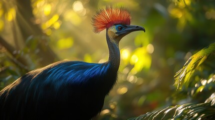 Naklejka premium Vibrant Bird in a Lush Jungle