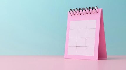 Stylish pink calendar on a pastel background, perfect for planners and organization. Ideal for office and personal use.
