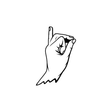 recommend clip art: black and white srodaz mudra little finger hand gesture vector line art