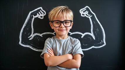 portrait of a child with his armed crossed