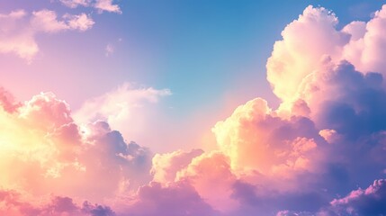 Serene Evening Sky with Pastel-Colored Clouds
