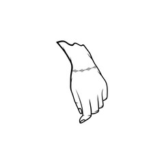 black and white relax left hand gesture vector line art
