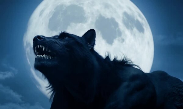 wolf howling at moon. generative ai