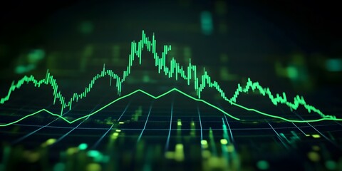 Green Candlestick Chart with Blurred Background
