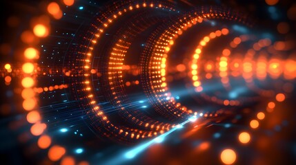 Obraz premium Abstract Orange and Blue Light Tunnel