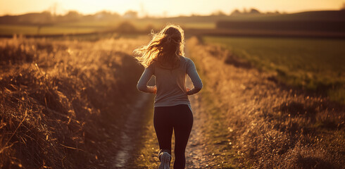  Woman Jogging Along a Leaf-Covered Country Path in Autumn
