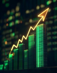 Fototapeta premium Green Bar Chart Growth