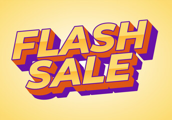 Flash sale. Text effect in 3D style for digital or pint promotion