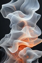 Obraz premium Abstract Smoke Art with Ethereal Swirls and Vibrant Orange Highlights on a Dark Background