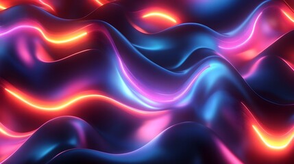 Fototapeta premium Abstract Neon Waves, Glowing Curves, Digital Art