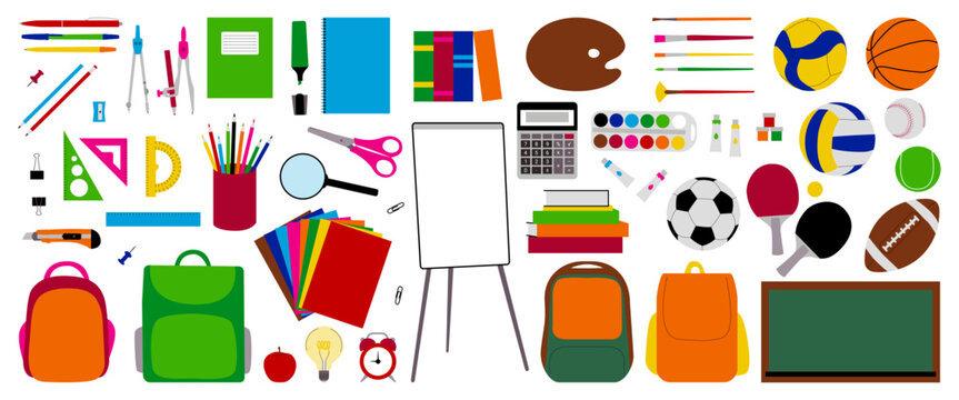 Set of school subjects, back to school