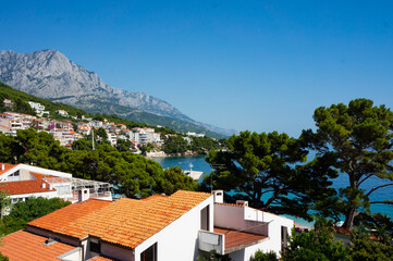 Brela, Croatia - July 17, 2023: View of Brela- touristic place in Dalmatia, Croatia.