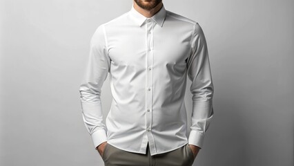 Crisp, clean, and classic, a pure white long-sleeved shirt with a relaxed fit and soft fabric, perfect for casual or formal occasions.