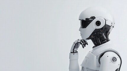 A futuristic robot in profile, showcasing sleek design and advanced technology, symbolizing innovation and artificial intelligence.