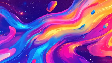 A colorful background with vortexes and comets