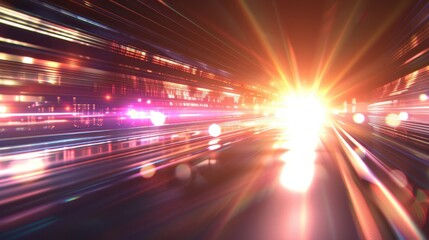 Futuristic High-Speed Data Transmission Background with Light Trails