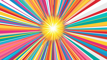 abstract rainbow vibrant Burst Background with Radial Lines