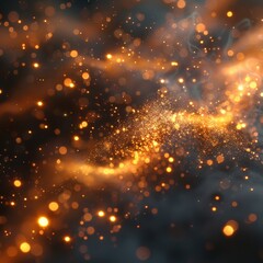 Fototapeta premium Golden bokeh effect at the black background.