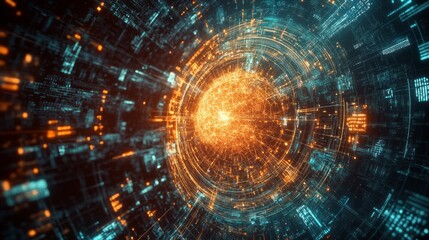 Fototapeta premium AI Fusion: Fractal Intelligence Meets Holographic Interfaces 1