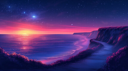 Fototapeta premium sunset over the sea,evening,fantasy,postcard