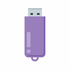 Purple USB flash drive. Vector illustration.