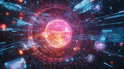 Obraz premium AI's Fractal Embrace: Where Human Intelligence Meets Technology 4