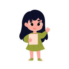 little cute girl vector illustration 