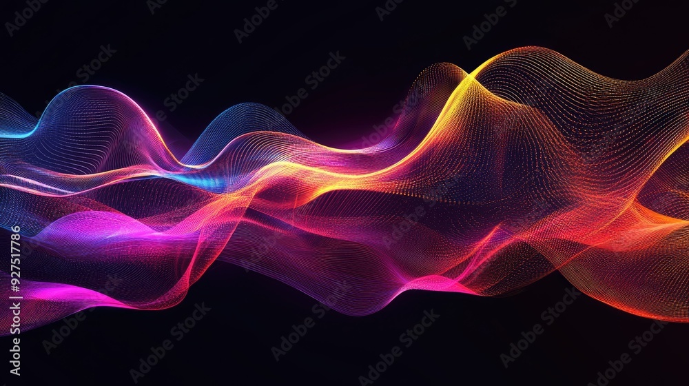 Aufkleber abstract dynamic sound wave background with energetic, pulsating lines in vivid colors. perfect for 