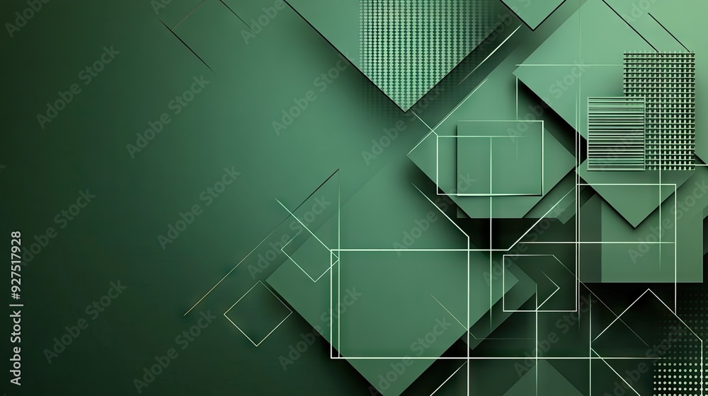 Poster abstract green background with geometric shapes and frames creating a stylish and modern design. the