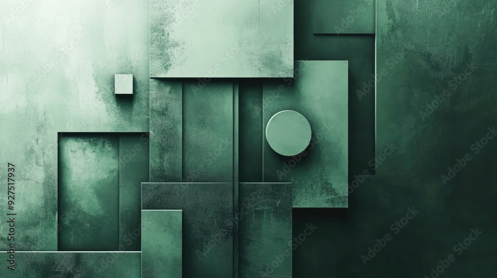 Poster abstract green background with geometric shapes and frames creating a stylish and modern design. the
